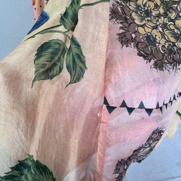 Vintage Claudette Medium Silk Sheer Skirt Boho Floral Horse Equestrian Western - Picture 3 of 11
